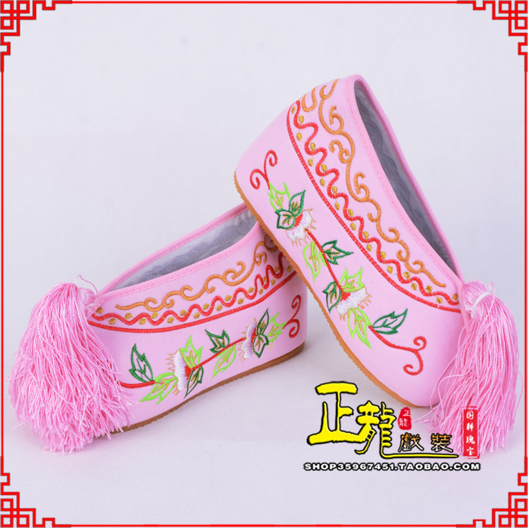 张北花旦鞋女绣花彩鞋 舒适款草花内高彩鞋