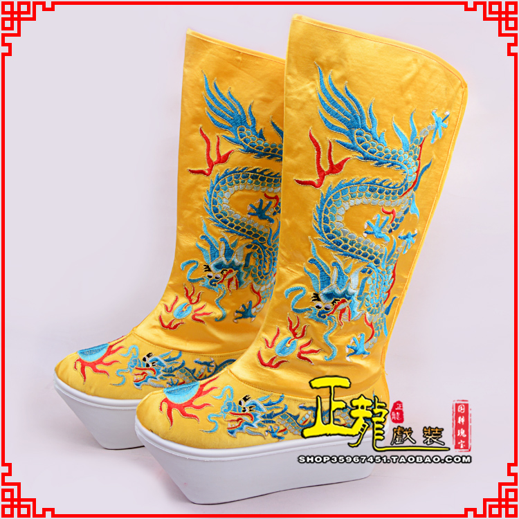 张北皇帝龙靴变脸靴绣龙靴子厚底官靴 好龙高靴